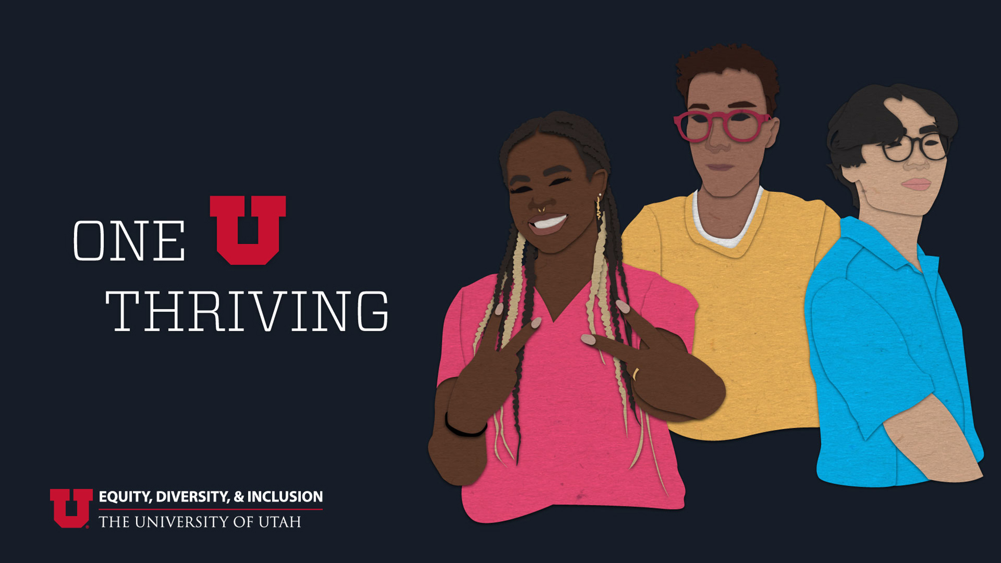 graphic shows animated images of the three Operation SUCCESS fellows on the right, and the One U thriving logo on the left. The Equity, Diversity, and Inclusion logo is under the One U thriving logo in the bottom left corner.