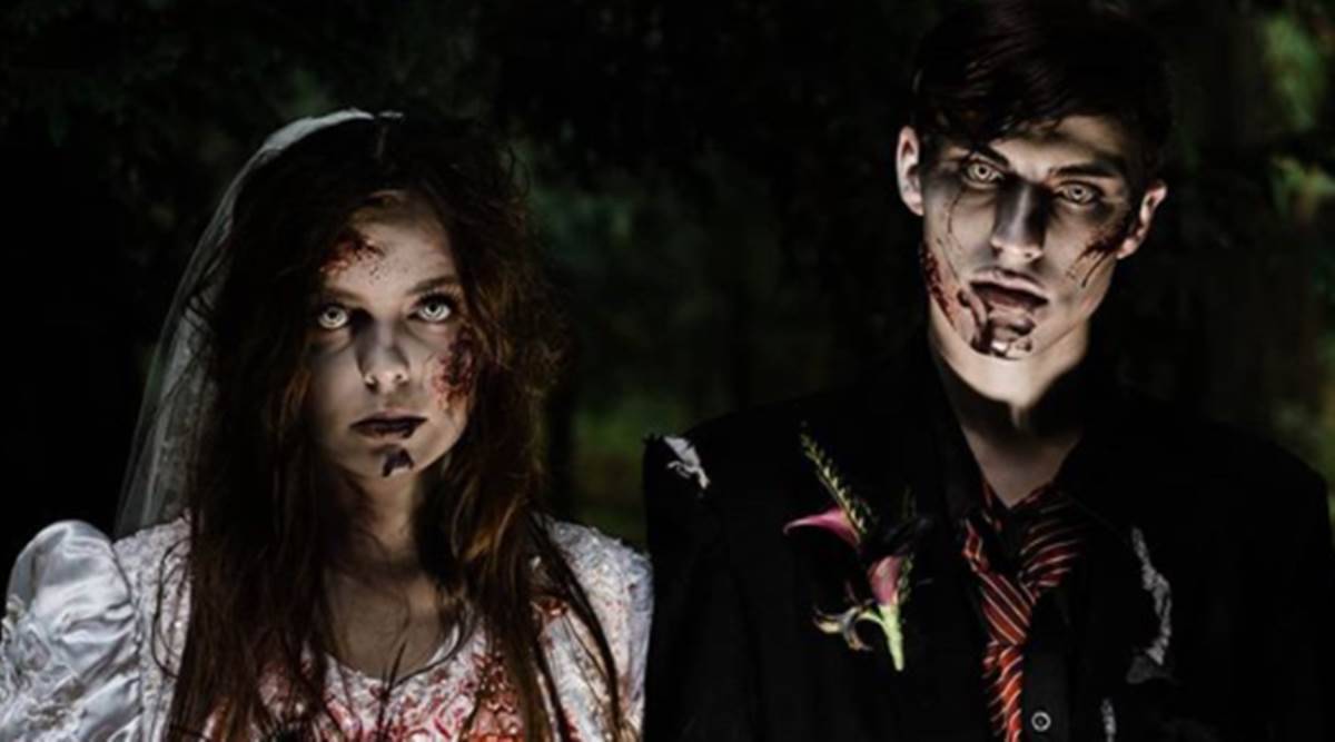 zombie wedding photo shoot, Halloween shoot, zombie-themed wedding shoot in Canada, indian express news
